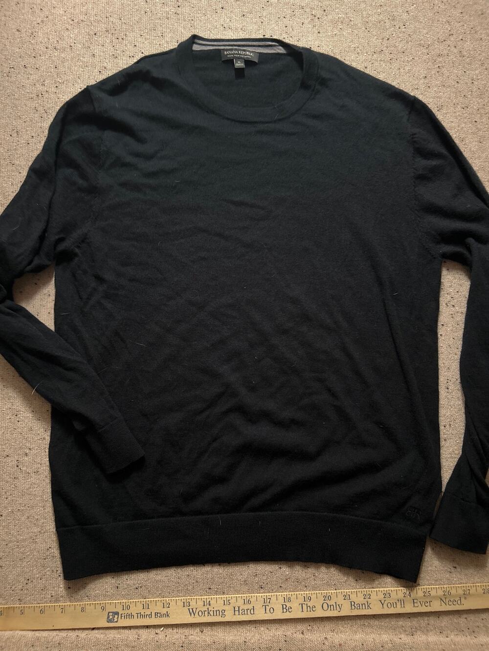 Banana Republic Merino Wool Sweater Men's Black XL Lightweight Layer